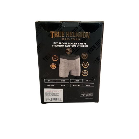 True Religion Mens 3-Pack Fly Front Boxer Briefs Premium Cotton Stretch Size L - Picture 2 of 5